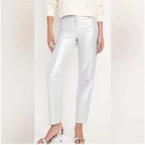 Old Navy High Waisted Silver Shine OG straight jeans 6